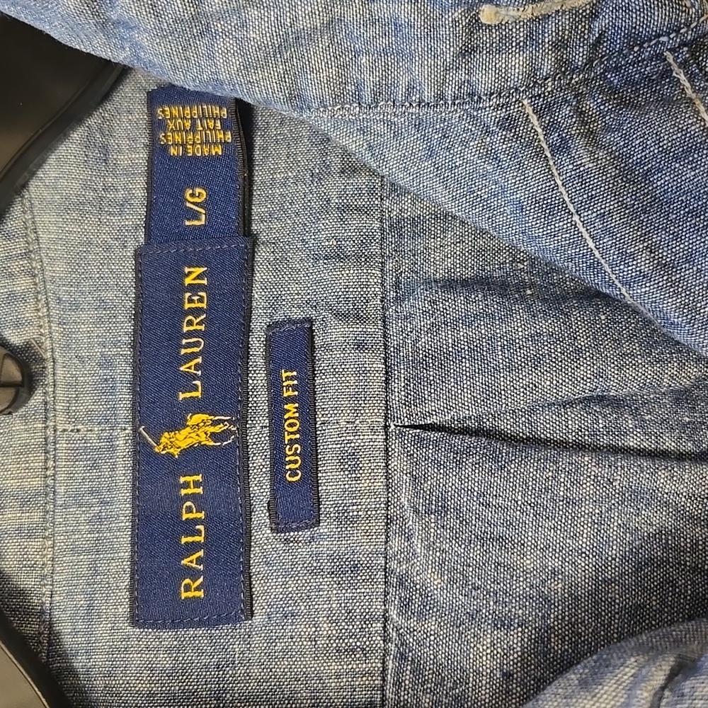 Men's Ralph Lauren Denim Blue Button-Down Shirt Sz Large - Picture 6 of 7